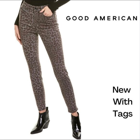 GOOD AMERICAN NWT New Good Legs Size 10/30 Cheetah Print High Rise Animal Print - Picture 1 of 10